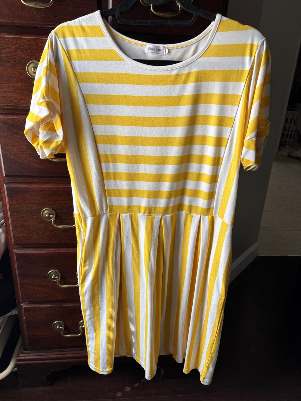 Yellow and White Striped Dress